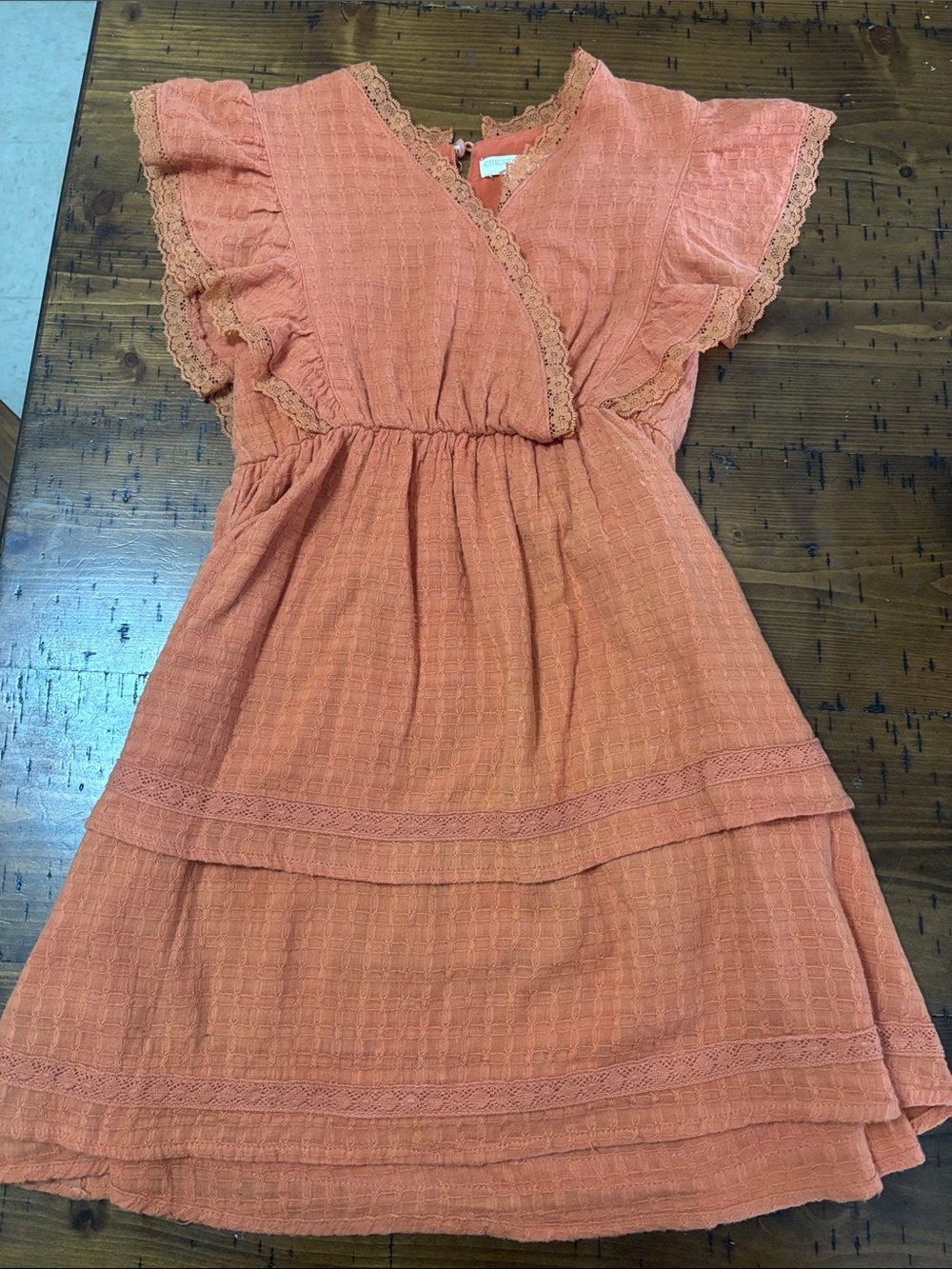 Chelsea & Violet Coral Ruffle-Sleeve Tiered Dress